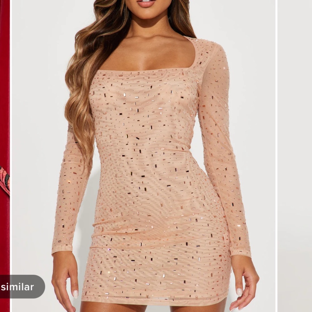 Rhinestone Mesh Mini Dress